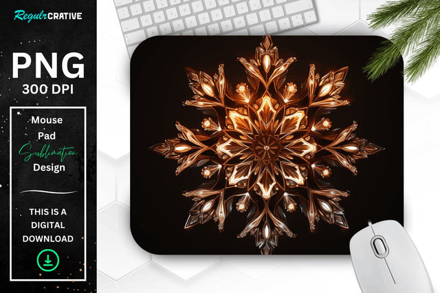 Neon Glowing Snowflake Mouse Pad Sublimation Regulrcrative 