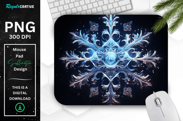 Neon Glowing Snowflake Mouse Pad Sublimation Regulrcrative 