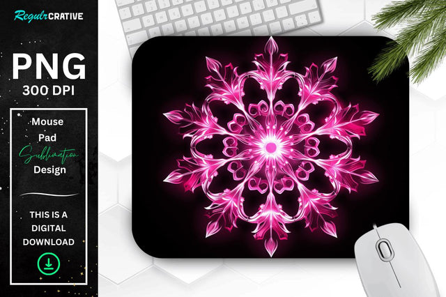 Neon Glowing Snowflake Mouse Pad Sublimation Regulrcrative 