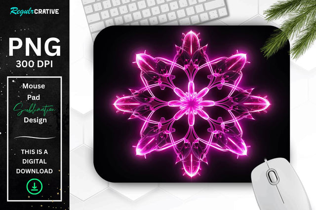 Neon Glowing Snowflake Mouse Pad Sublimation Regulrcrative 