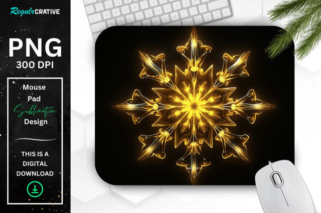 Neon Glowing Snowflake Mouse Pad Sublimation Regulrcrative 