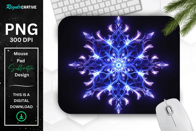 Neon Glowing Snowflake Mouse Pad Sublimation Regulrcrative 