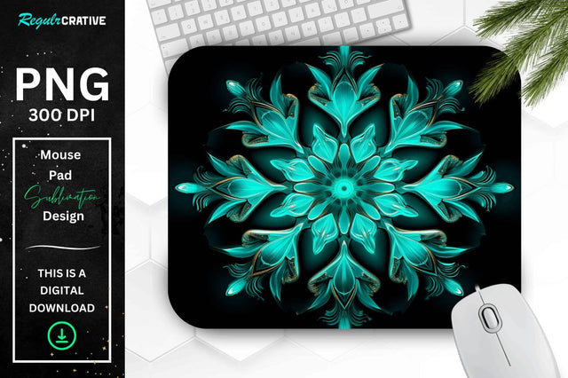 Neon Glowing Snowflake Mouse Pad Sublimation Regulrcrative 