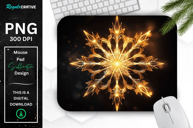 Neon Glowing Snowflake Mouse Pad Sublimation Regulrcrative 