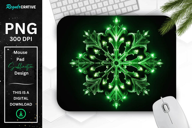 Neon Glowing Snowflake Mouse Pad Sublimation Regulrcrative 