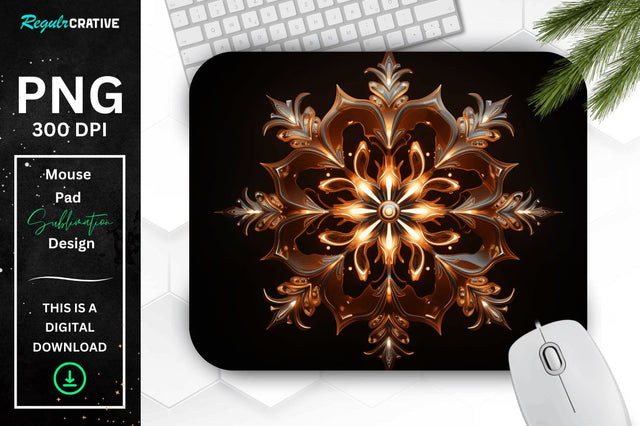 Neon Glowing Snowflake Mouse Pad Sublimation Regulrcrative 