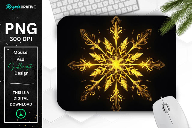 Neon Glowing Snowflake Mouse Pad Sublimation Regulrcrative 