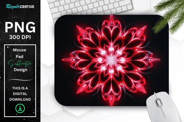 Neon Glowing Snowflake Mouse Pad Sublimation Regulrcrative 