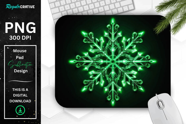 Neon Glowing Snowflake Mouse Pad Sublimation Regulrcrative 