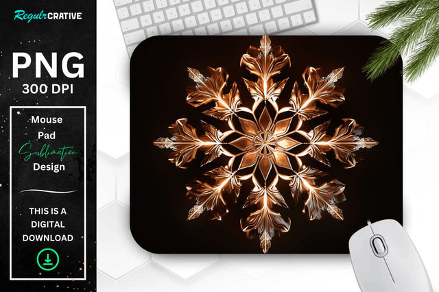 Neon Glowing Snowflake Mouse Pad Sublimation Regulrcrative 
