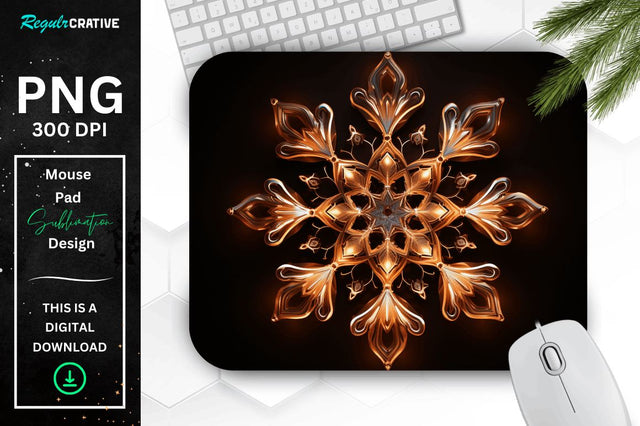 Neon Glowing Snowflake Mouse Pad Sublimation Regulrcrative 