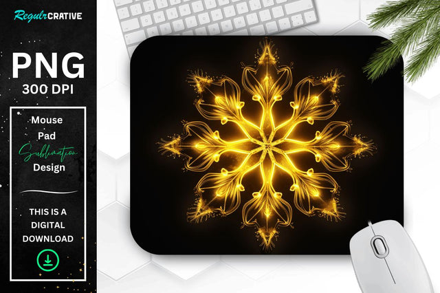 Neon Glowing Snowflake Mouse Pad Sublimation Regulrcrative 