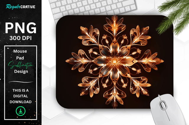 Neon Glowing Snowflake Mouse Pad Sublimation Regulrcrative 