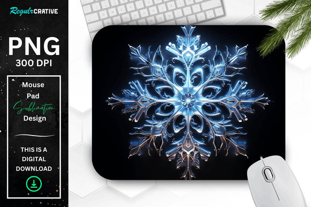 Neon Glowing Snowflake Mouse Pad Sublimation Regulrcrative 