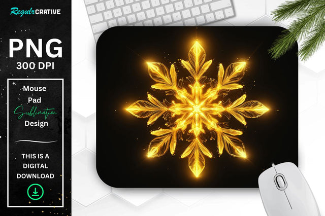 Neon Glowing Snowflake Mouse Pad Sublimation Regulrcrative 