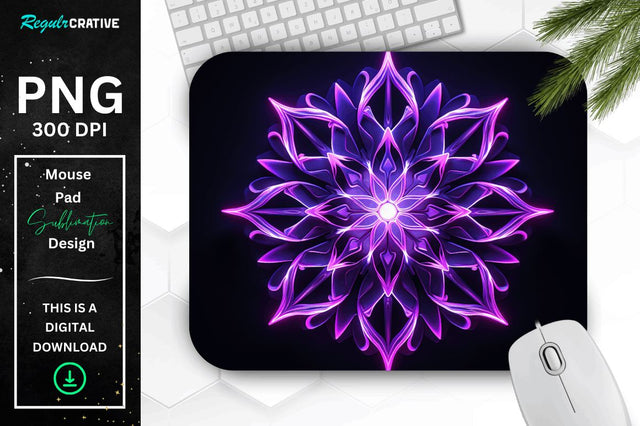 Neon Glowing Snowflake Mouse Pad Sublimation Regulrcrative 