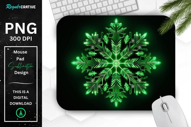 Neon Glowing Snowflake Mouse Pad Sublimation Regulrcrative 