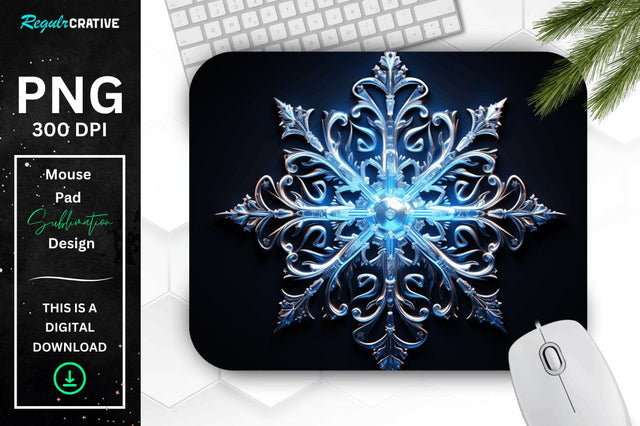 Neon Glowing Snowflake Mouse Pad Sublimation Regulrcrative 