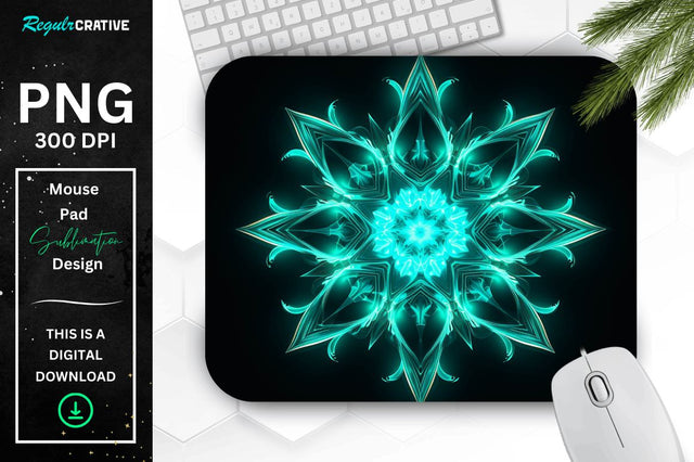 Neon Glowing Snowflake Mouse Pad Sublimation Regulrcrative 