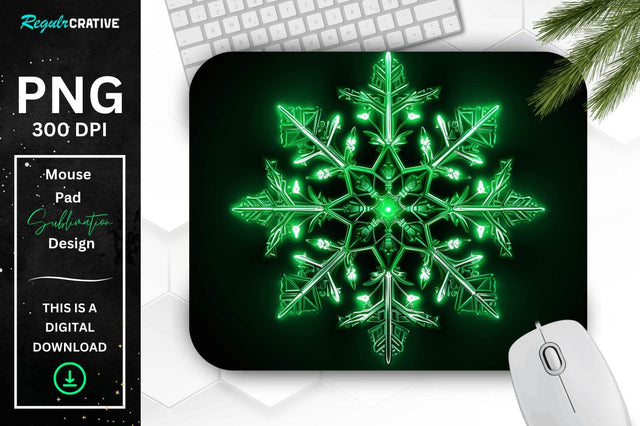 Neon Glowing Snowflake Mouse Pad Sublimation Regulrcrative 