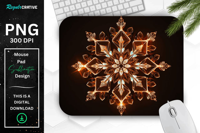 Neon Glowing Snowflake Mouse Pad Sublimation Regulrcrative 