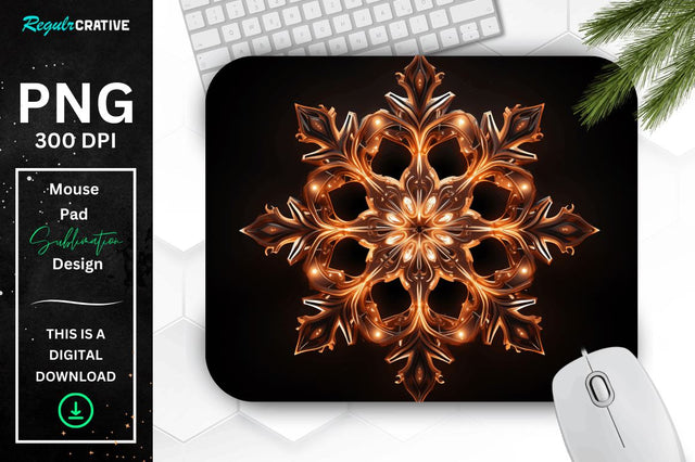 Neon Glowing Snowflake Mouse Pad Sublimation Regulrcrative 