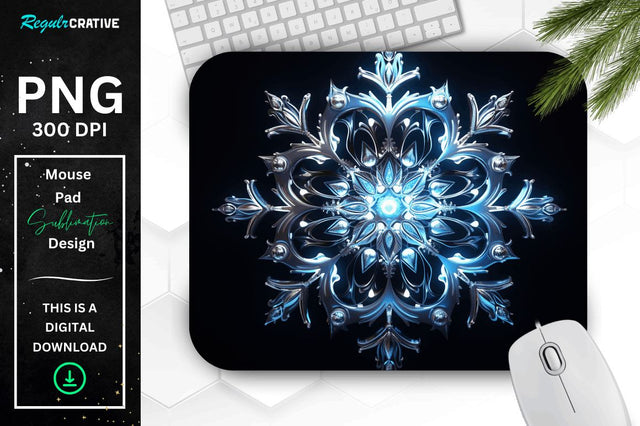 Neon Glowing Snowflake Mouse Pad Sublimation Regulrcrative 