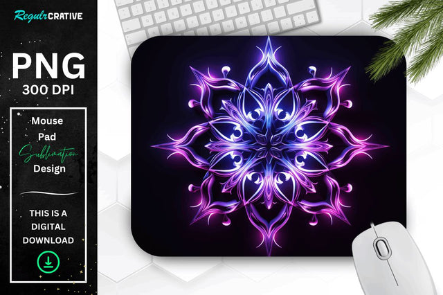 Neon Glowing Snowflake Mouse Pad Sublimation Regulrcrative 