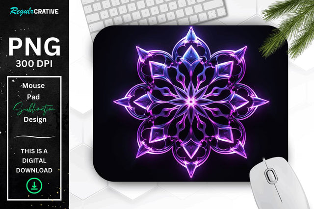 Neon Glowing Snowflake Mouse Pad Sublimation Regulrcrative 