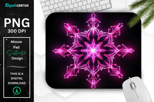 Neon Glowing Snowflake Mouse Pad Sublimation Regulrcrative 