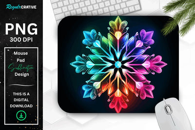 Neon Glowing Snowflake Mouse Pad Sublimation Regulrcrative 