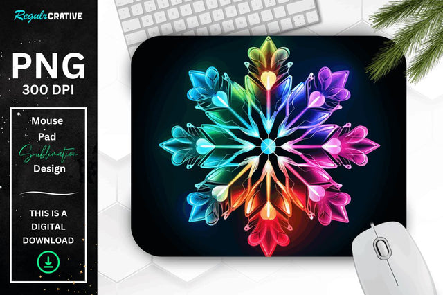 Neon Glowing Snowflake Mouse Pad Sublimation Regulrcrative 