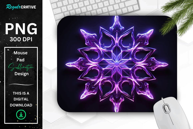 Neon Glowing Snowflake Mouse Pad Sublimation Regulrcrative 