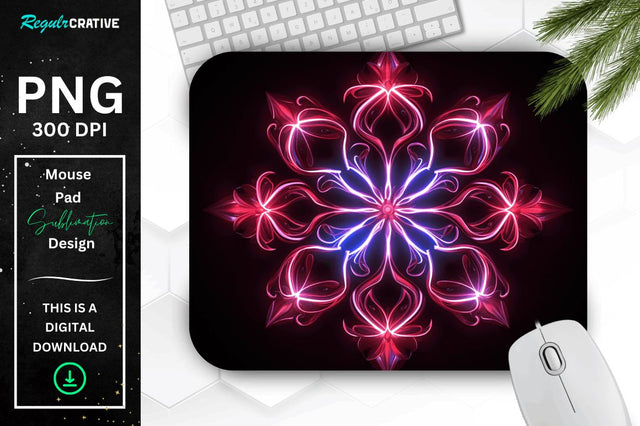 Neon Glowing Snowflake Mouse Pad Sublimation Regulrcrative 