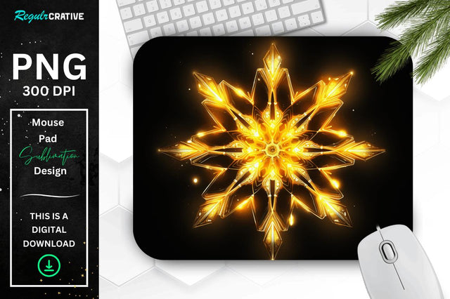 Neon Glowing Snowflake Mouse Pad Sublimation Regulrcrative 