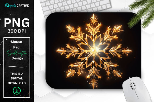 Neon Glowing Snowflake Mouse Pad Sublimation Regulrcrative 