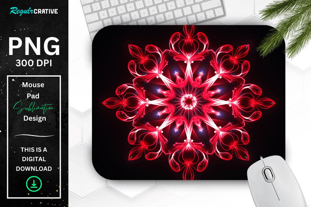 Neon Glowing Snowflake Mouse Pad Sublimation Regulrcrative 