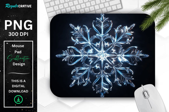 Neon Glowing Snowflake Mouse Pad Sublimation Regulrcrative 