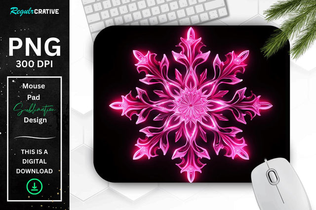 Neon Glowing Snowflake Mouse Pad Sublimation Regulrcrative 