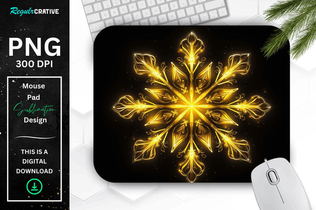 Neon Glowing Snowflake Mouse Pad Sublimation Regulrcrative 