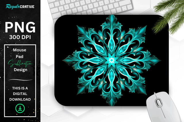 Neon Glowing Snowflake Mouse Pad Sublimation Regulrcrative 
