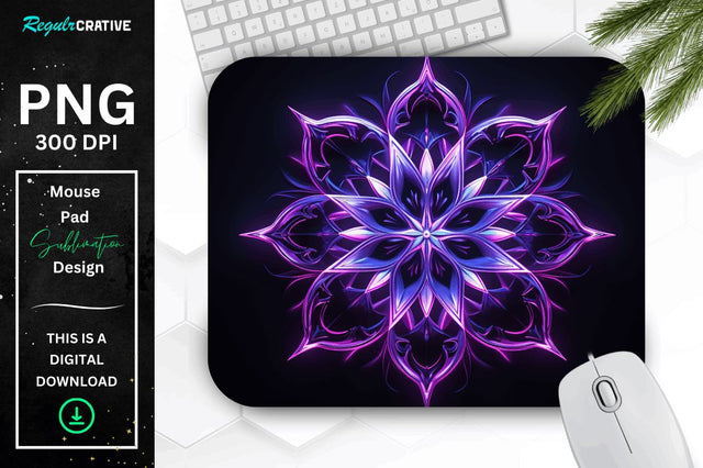 Neon Glowing Snowflake Mouse Pad Sublimation Regulrcrative 