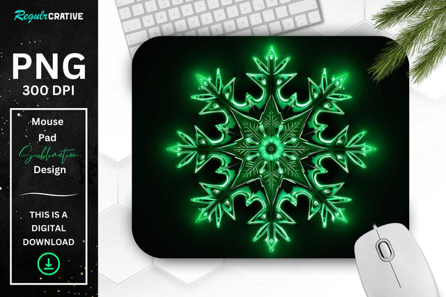 Neon Glowing Snowflake Mouse Pad Sublimation Regulrcrative 