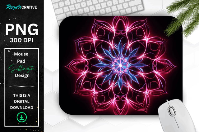 Neon Glowing Snowflake Mouse Pad Sublimation Regulrcrative 