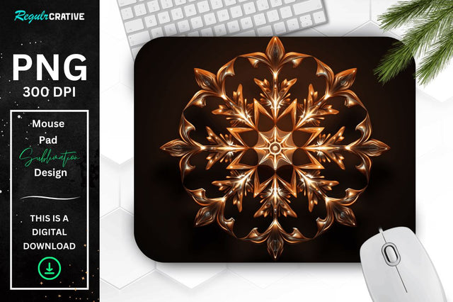 Neon Glowing Snowflake Mouse Pad Sublimation Regulrcrative 