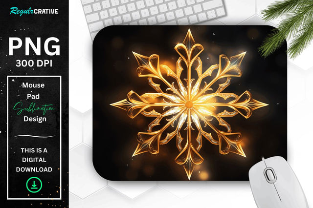 Neon Glowing Snowflake Mouse Pad Sublimation Regulrcrative 