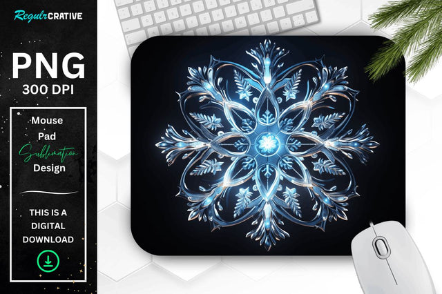 Neon Glowing Snowflake Mouse Pad Sublimation Regulrcrative 