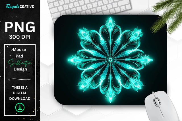 Neon Glowing Snowflake Mouse Pad Sublimation Regulrcrative 