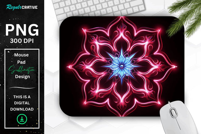 Neon Glowing Snowflake Mouse Pad Sublimation Regulrcrative 
