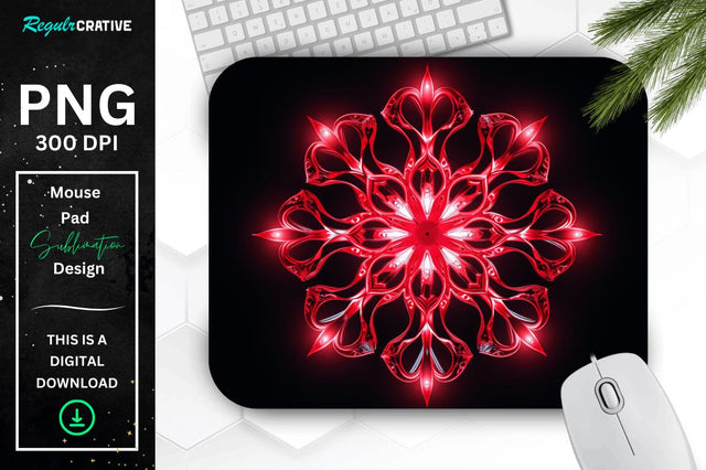 Neon Glowing Snowflake Mouse Pad Sublimation Regulrcrative 